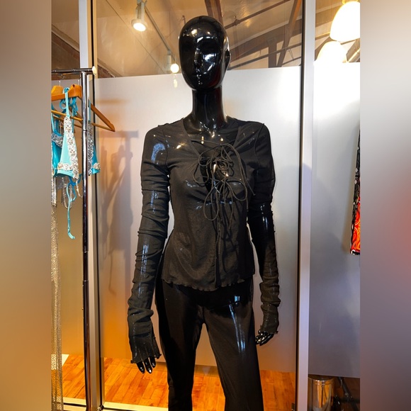 SIEMPRE Mesh Blouse + Pant Set - Picture 3 of 3